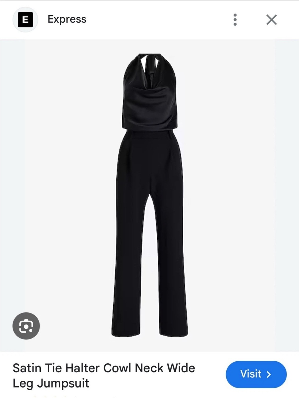 Express Black Satin Tie-Halter Cowl Neck Wide-Leg Jumpsuit